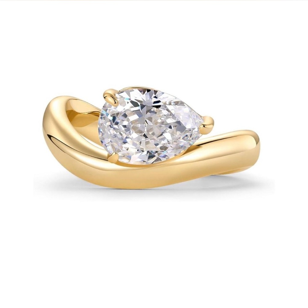 Gold plated pear shaped ring